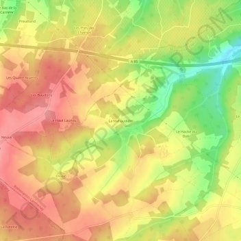 La Mahaudière topographic map, elevation, terrain