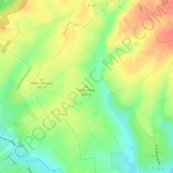 Mont Huet topographic map, elevation, terrain