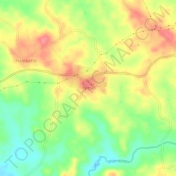 Nitte topographic map, elevation, terrain