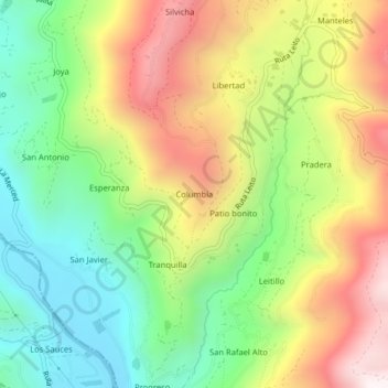 Columbia topographic map, elevation, terrain