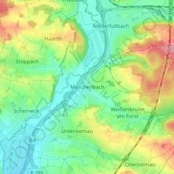 Meschenbach topographic map, elevation, terrain