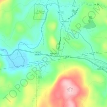 Brainard topographic map, elevation, terrain