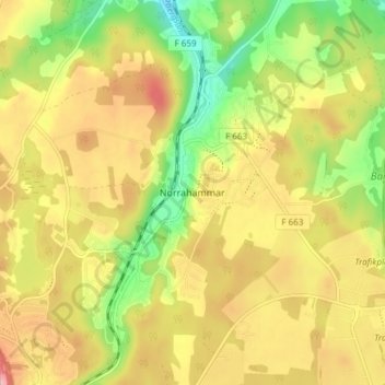 Norrahammar topographic map, elevation, terrain