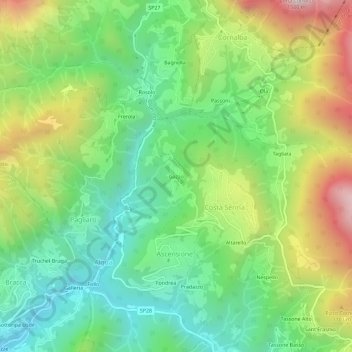 Gazzo topographic map, elevation, terrain