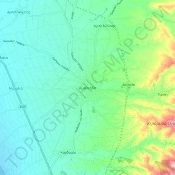 Amaliada topographic map, elevation, terrain