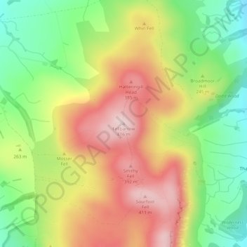 Fellbarrow topographic map, elevation, terrain