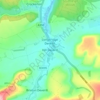 Hill Deverill topographic map, elevation, terrain