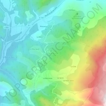 Champ-Buisson topographic map, elevation, terrain