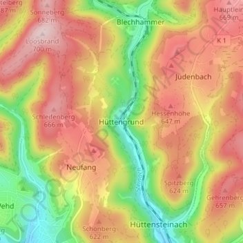 Hüttengrund topographic map, elevation, terrain