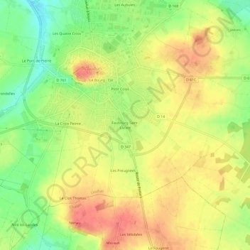 Faubourg Saint-Lazare topographic map, elevation, terrain