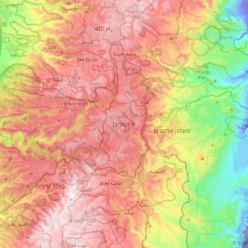 Jerusalem topographic map, elevation, terrain