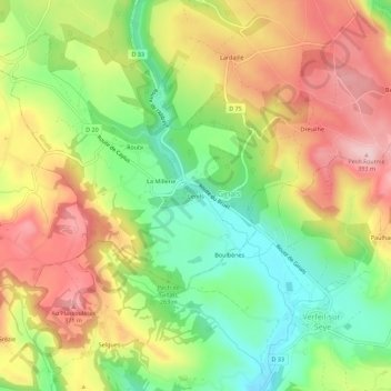 Cenils topographic map, elevation, terrain