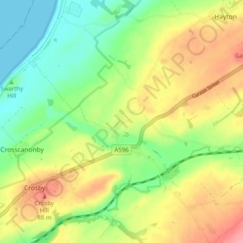 Allerby topographic map, elevation, terrain