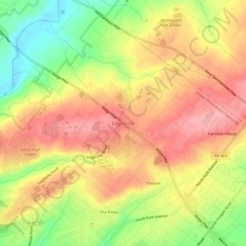 Eagleville topographic map, elevation, terrain