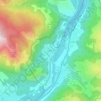 Amplaing topographic map, elevation, terrain