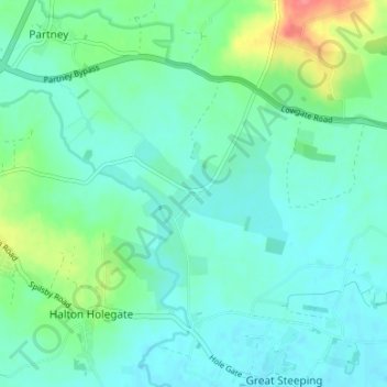 Ashby by Partney topographic map, elevation, terrain