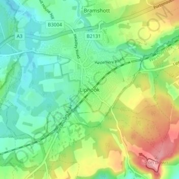 Liphook topographic map, elevation, terrain
