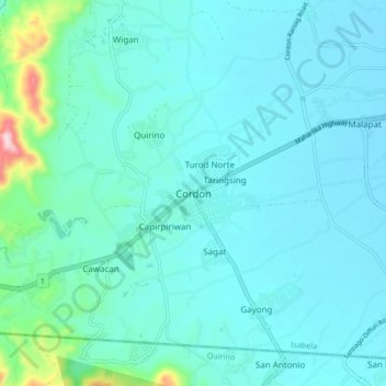 Cordon topographic map, elevation, terrain