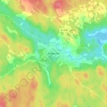 Alstermo topographic map, elevation, terrain