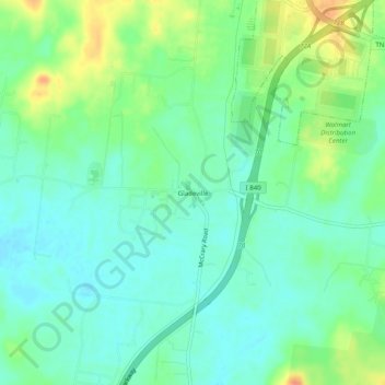 Gladeville topographic map, elevation, terrain