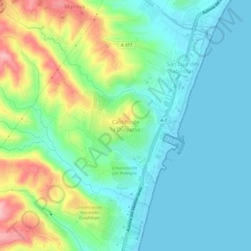 Castillo de la Duquesa topographic map, elevation, terrain