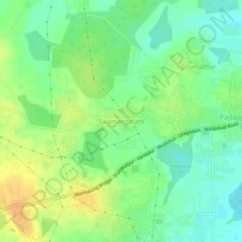 Salamangalam topographic map, elevation, terrain