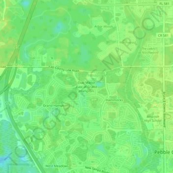 Club Manor East of Grand Hampton topographic map, elevation, terrain