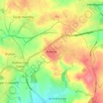 Brierley topographic map, elevation, terrain