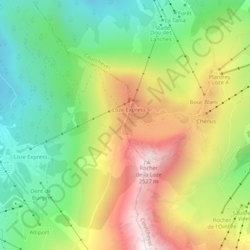 Col de la Loze topographic map, elevation, terrain