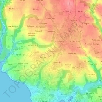 La Villeneuve topographic map, elevation, terrain