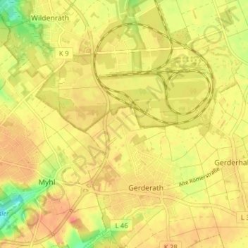 Vossem topographic map, elevation, terrain