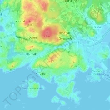 Myrebo topographic map, elevation, terrain