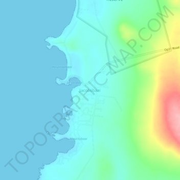 Jacobsbaai topographic map, elevation, terrain