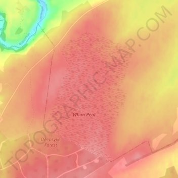 Auchencorth Moss topographic map, elevation, terrain