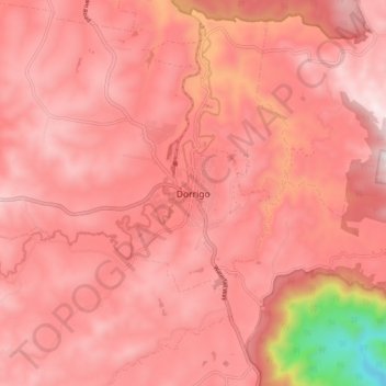 Dorrigo topographic map, elevation, terrain