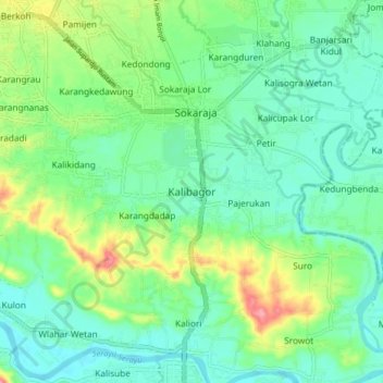 Kalibagor topographic map, elevation, terrain