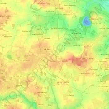 Aubigné topographic map, elevation, terrain