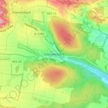 Unterelsbach topographic map, elevation, terrain