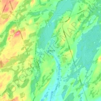 Lakefield topographic map, elevation, terrain