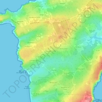 Kerellot Treflez topographic map, elevation, terrain