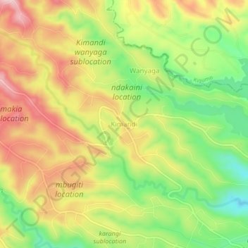 Kimandi topographic map, elevation, terrain