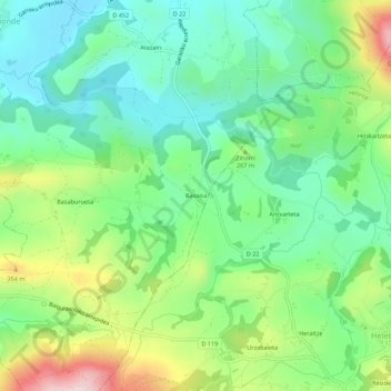 Basoita topographic map, elevation, terrain