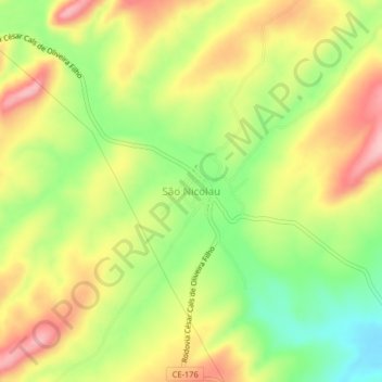 São Nicolau topographic map, elevation, terrain
