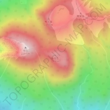 Mount Ushiro-Asahidake topographic map, elevation, terrain