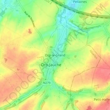 Orp-le-Grand topographic map, elevation, terrain