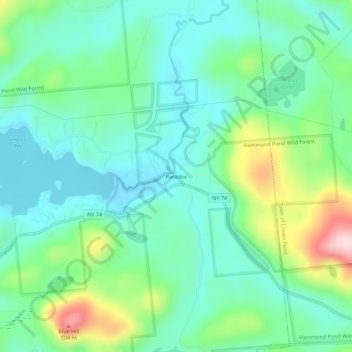 Paradox topographic map, elevation, terrain