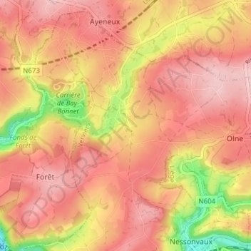 Saint-Hadelin topographic map, elevation, terrain