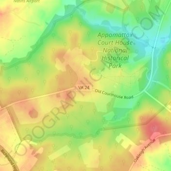 Appomattox Court House topographic map, elevation, terrain