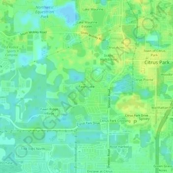 Fawn Lake topographic map, elevation, terrain