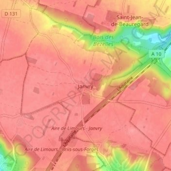 Janvry topographic map, elevation, terrain